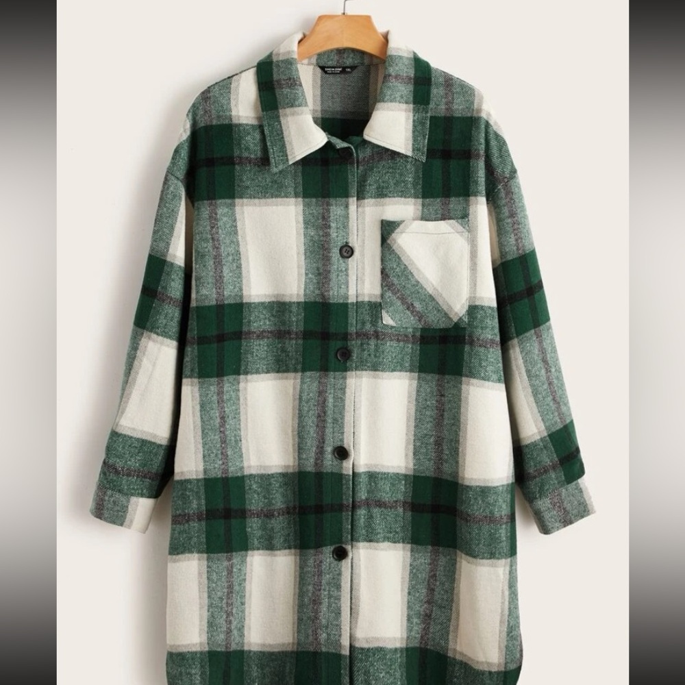 Oversize green plaid shacket